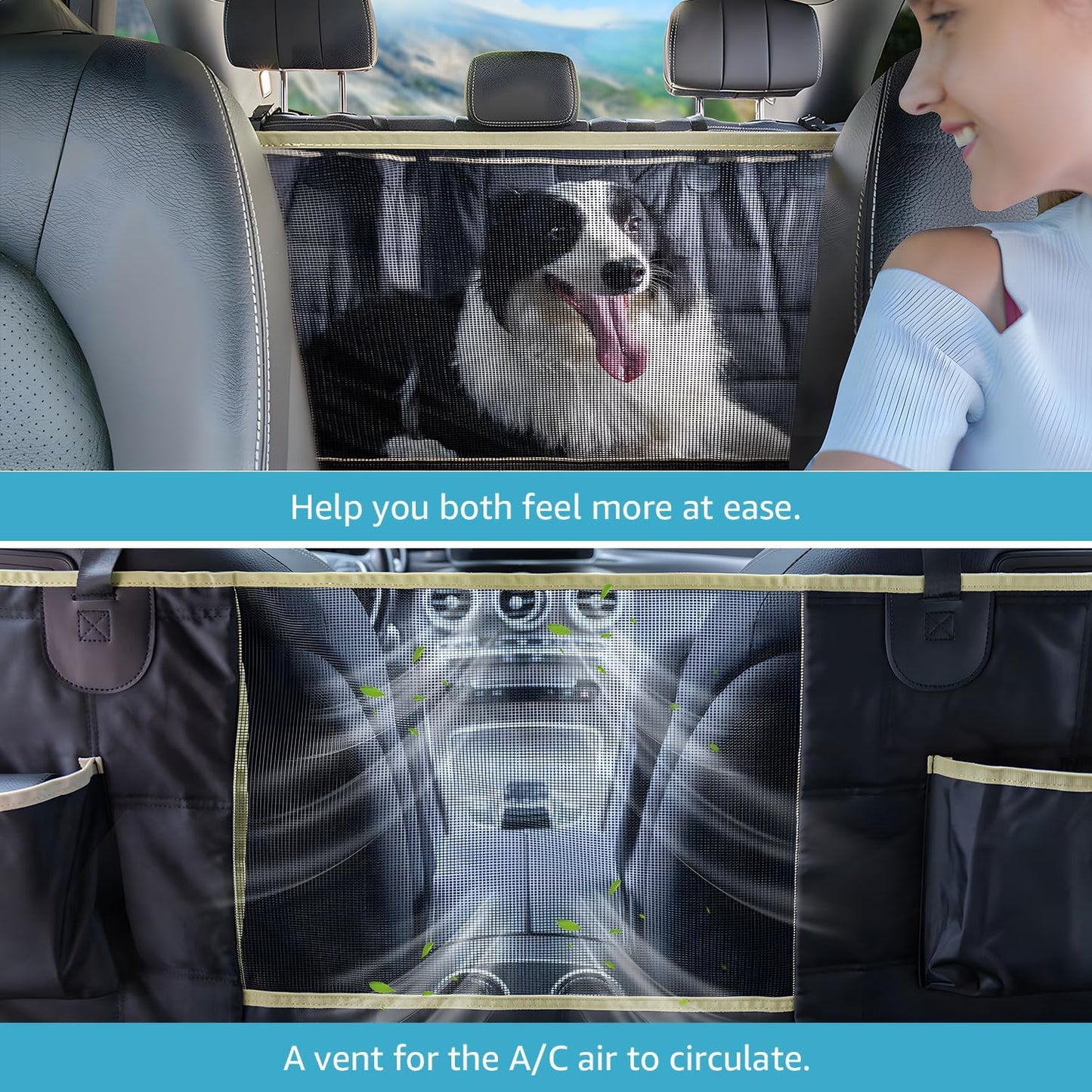 Heavy-Duty Dog Car Hammock with Mesh Window & Hard Bottom
