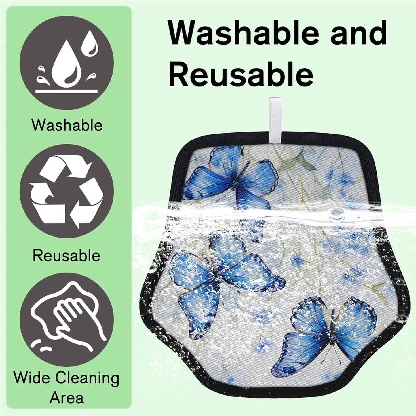 Fly Blue Butterfly 2Pcs Electrostatic Reusable Pet Hair