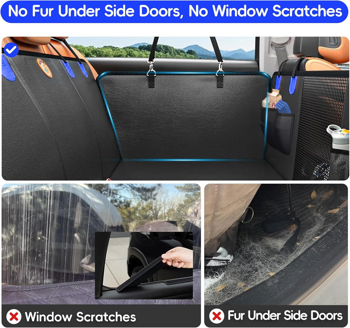2-In-1 Heavy-Duty Hard Bottom Dog Hammock for Car, PU