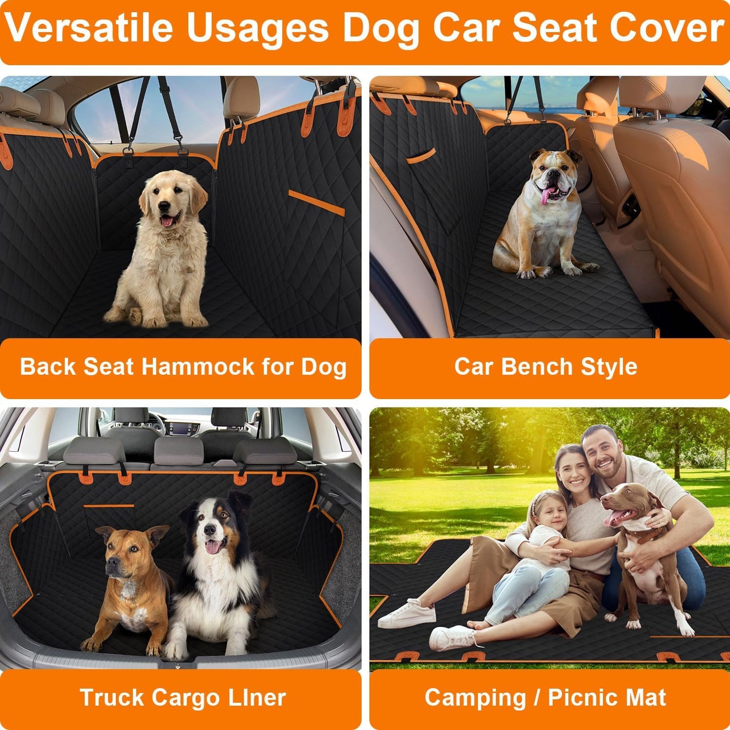 Dog Car Seat Cover for Back Seat Hammock 600D Waterproof