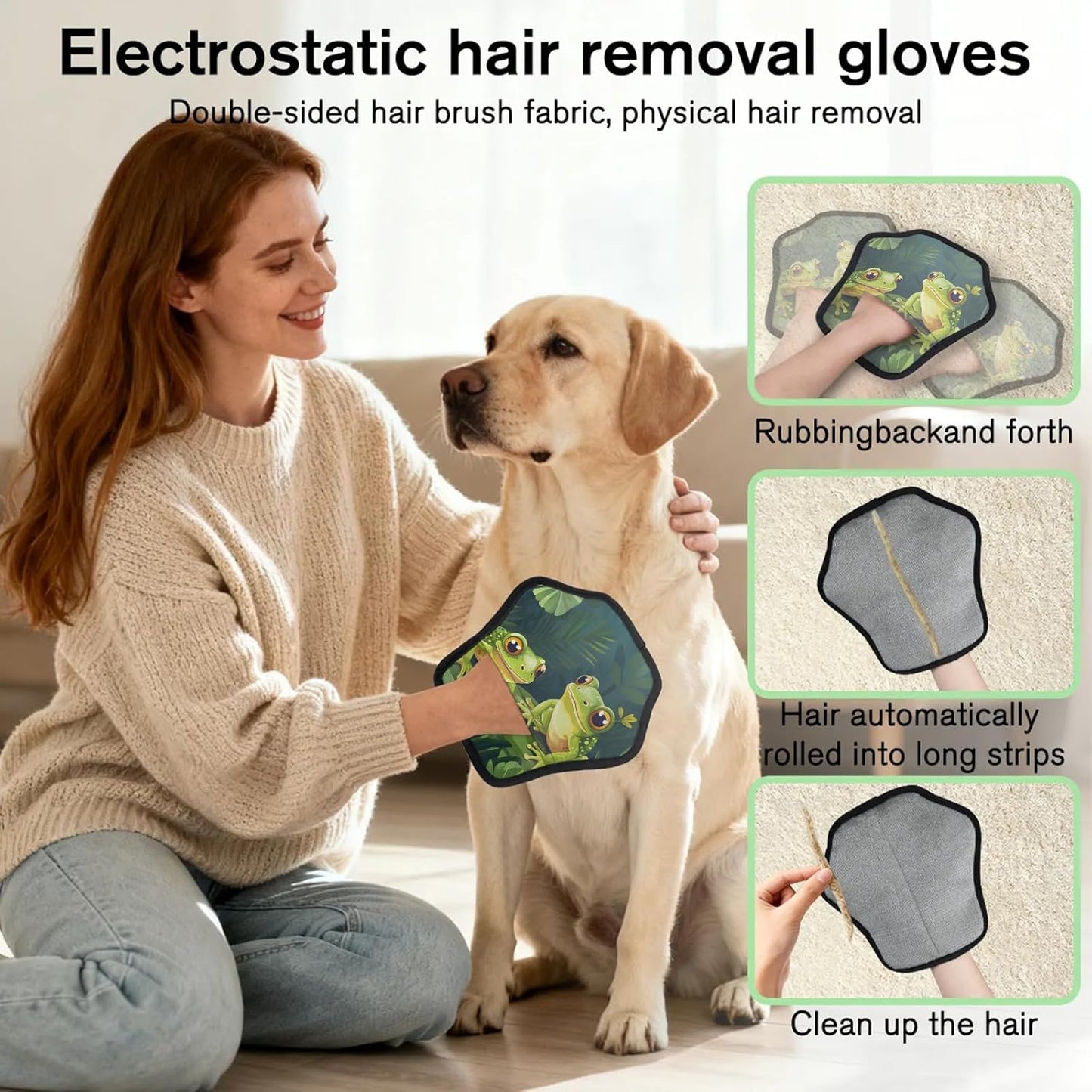 Pet Hair Removal Glove for Dogs Cats Reusable Washable Set