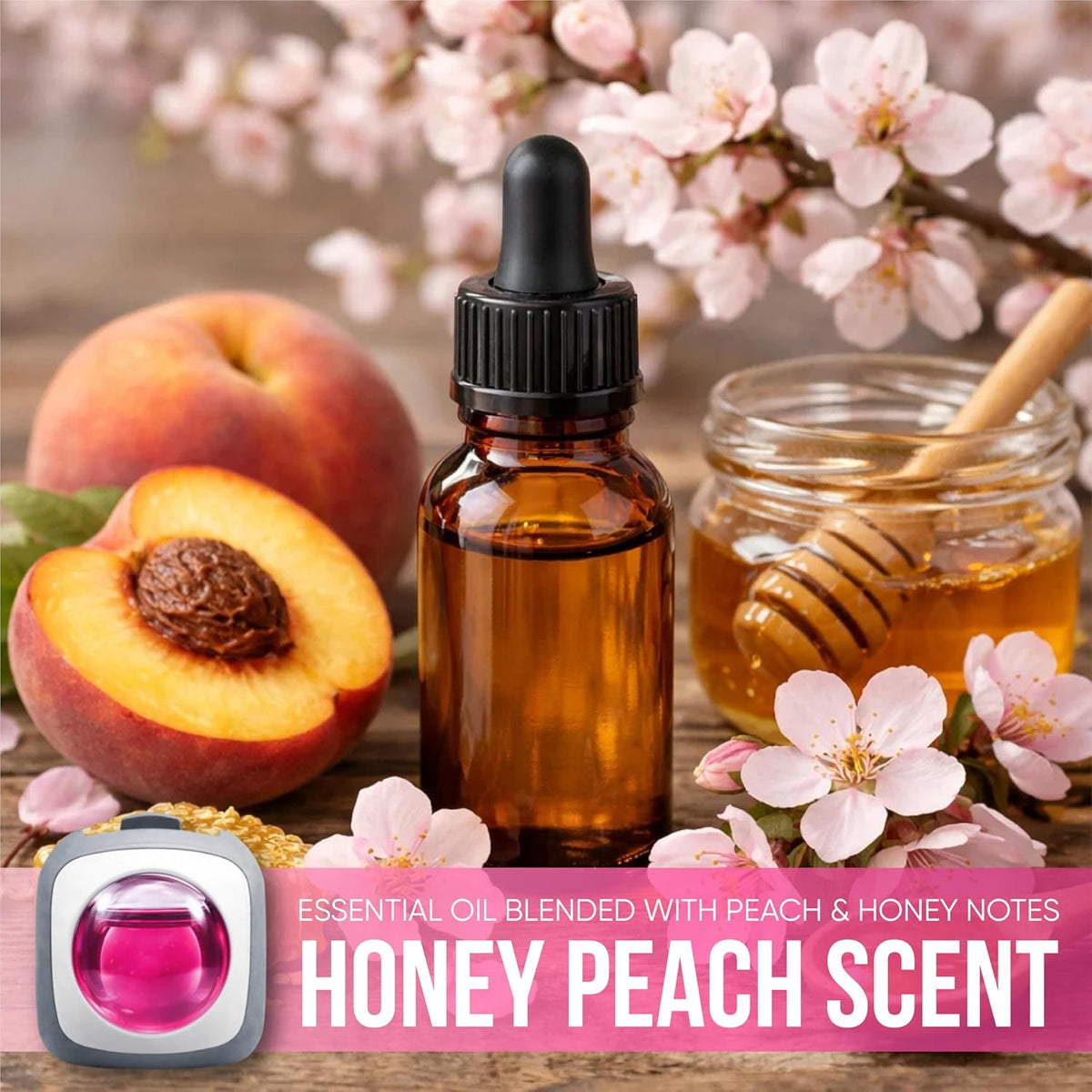 Honey Peach Scent Car Air Freshener Vent Clip, 6 Count Long