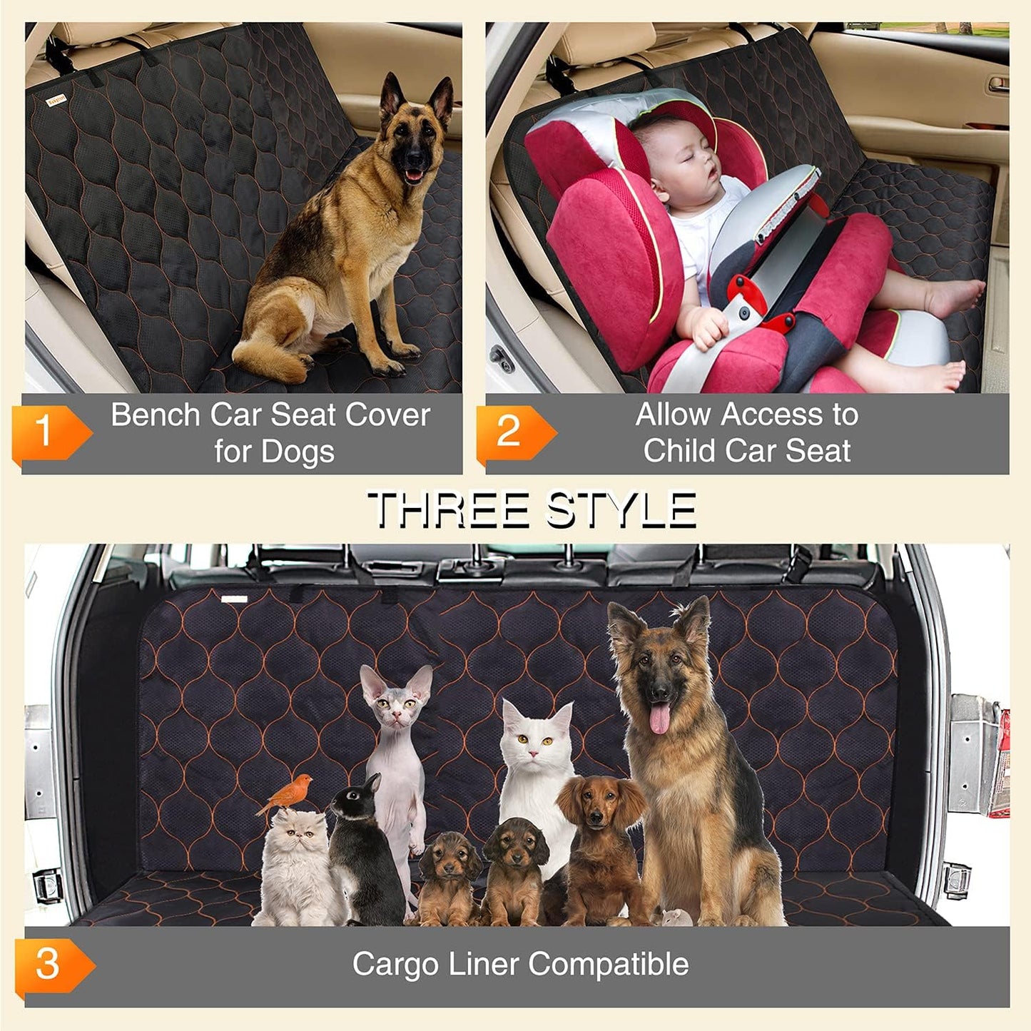 Dog Car Seat Cover Waterproof Pet Bench Seat Cover Nonslip