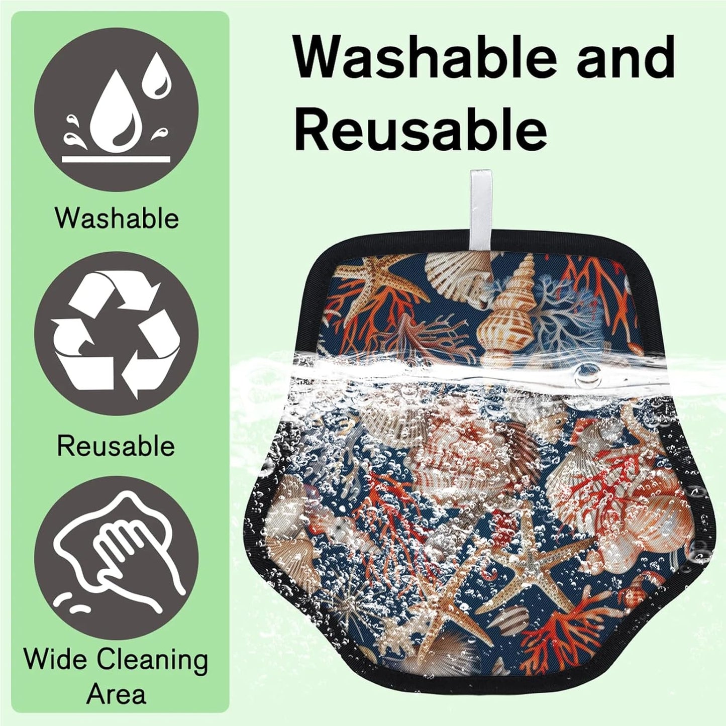 Nautical Coastal Seashell 2Pcs Electrostatic Reusable Pet