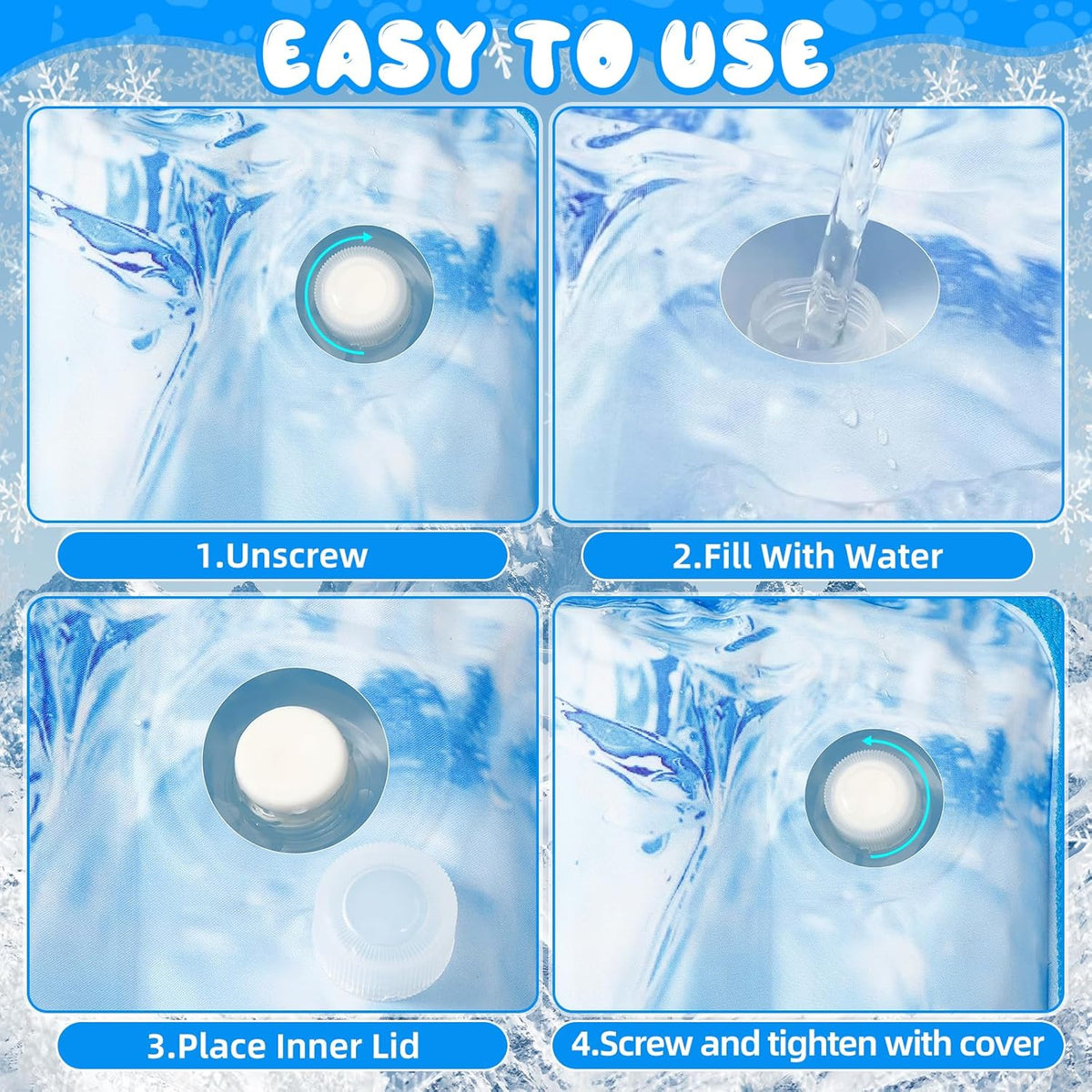 4 Pack Dog Cooling Mat Water Injection Pet Cooling Mat for