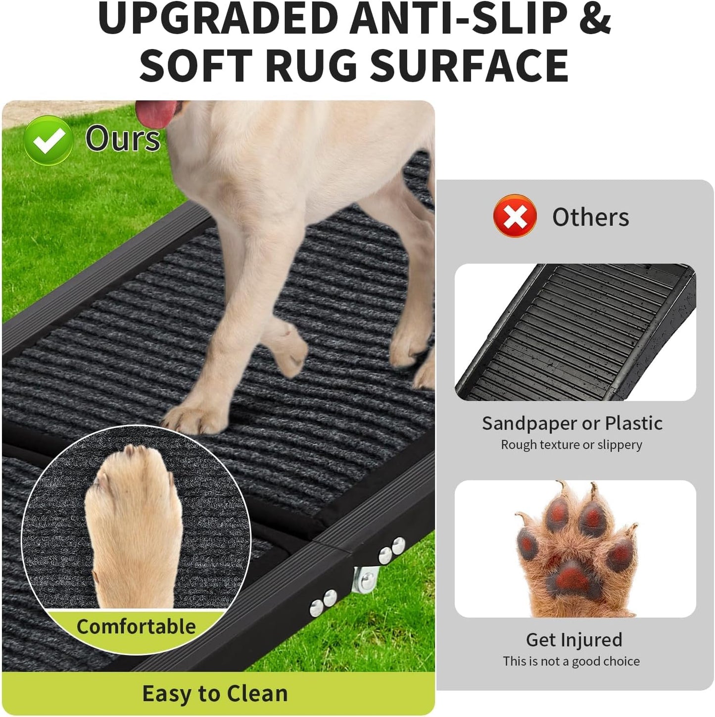 63 in Long Dog Ramp for Cars, 20 in Wide Folding Pet Ramp
