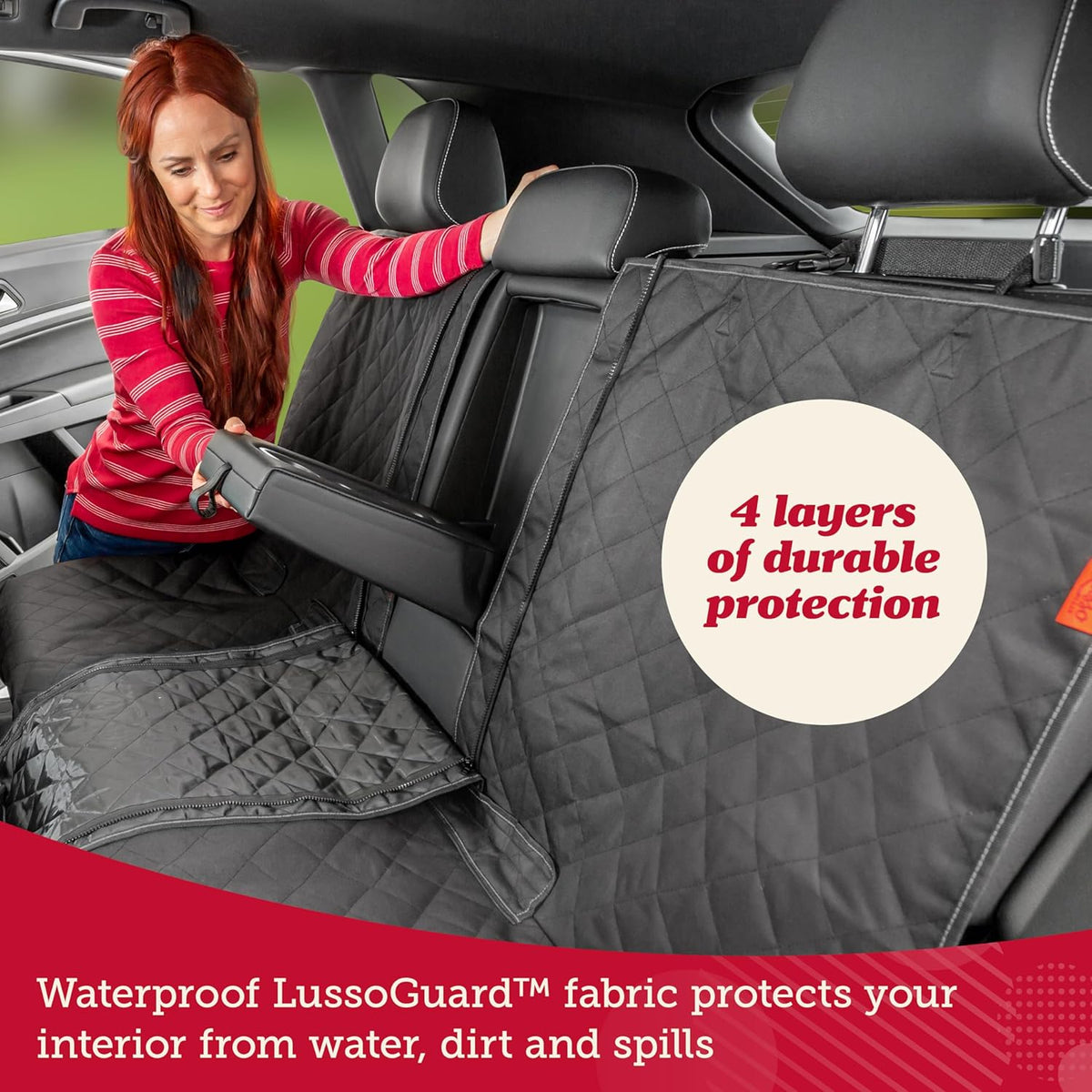 Dog Car Seat Cover for Back Seat - Tan