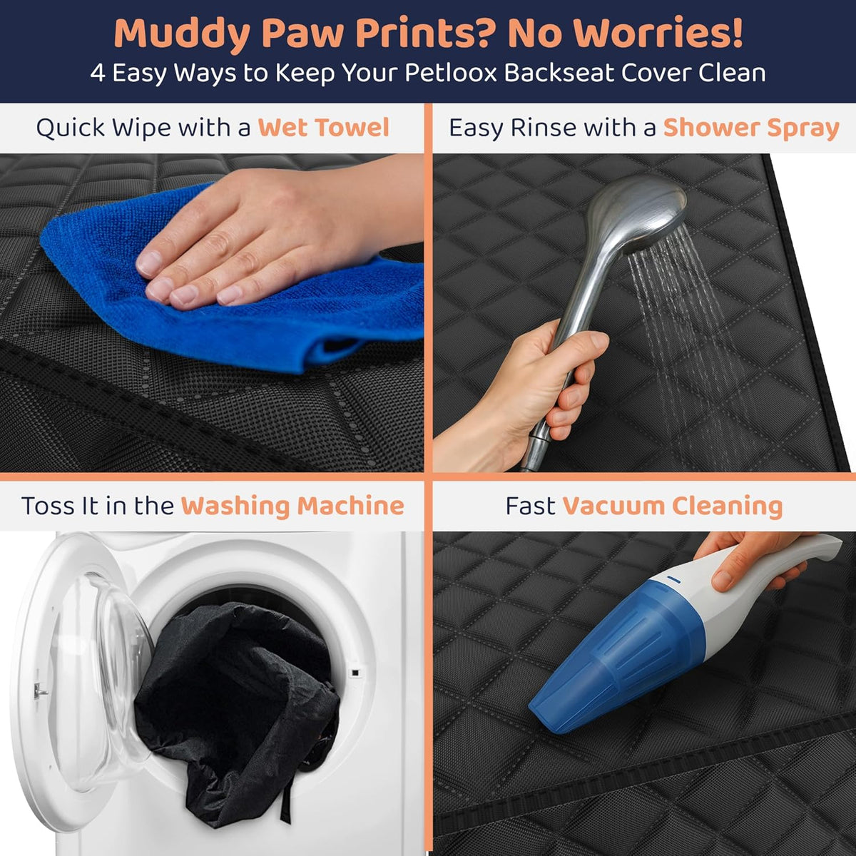 XL Dog Car Seat Cover for Back Seat, Waterproof Hammock for