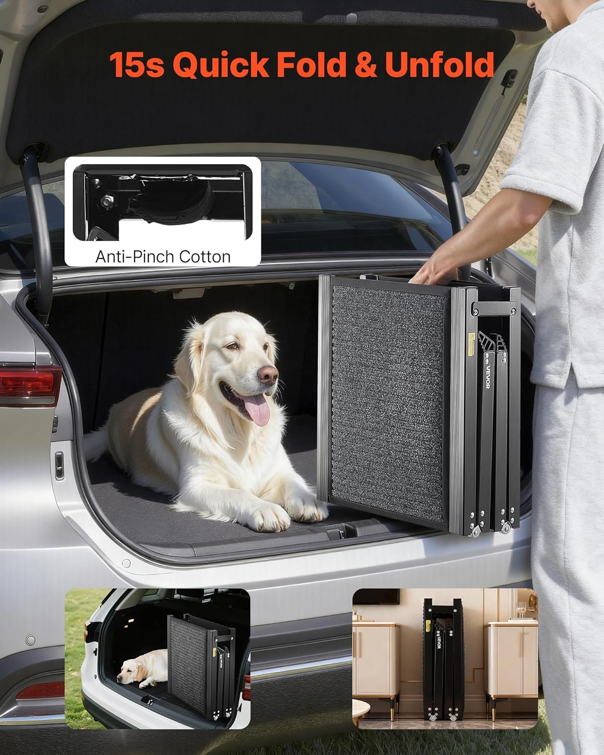 Dog Ramp for Cars, 63" L x 17" W, Folding Pet Ramps for
