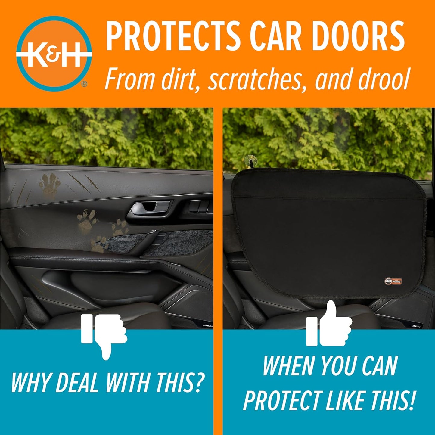 Car Door Protector for Dogs, 2 Pack Waterproof Interior Pet