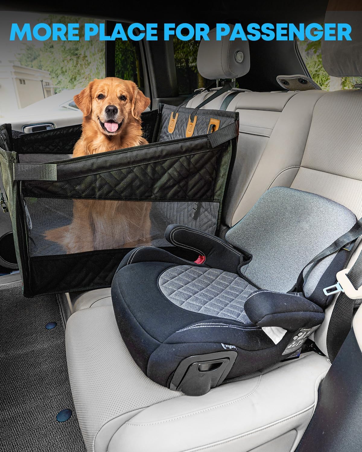 Dog Car Seat Cover for Medium Large Dogs, Hard Bottom Dog