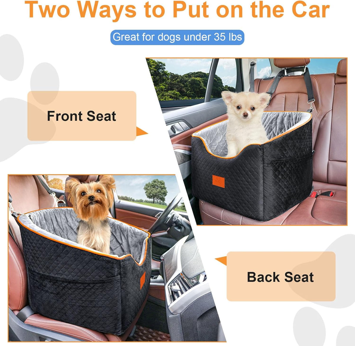 Dog Car Seat for Small Dogs, Memory Foam Booster Dog Seat