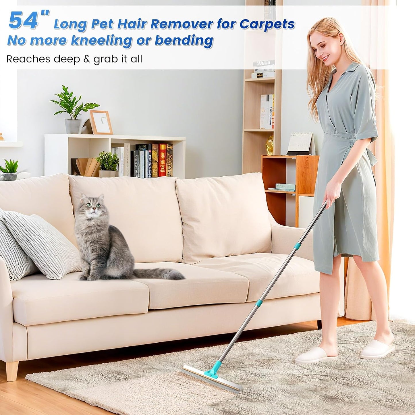 3-Pack Pet Hair Remover Tools, Carpet Rake for Pet Hair
