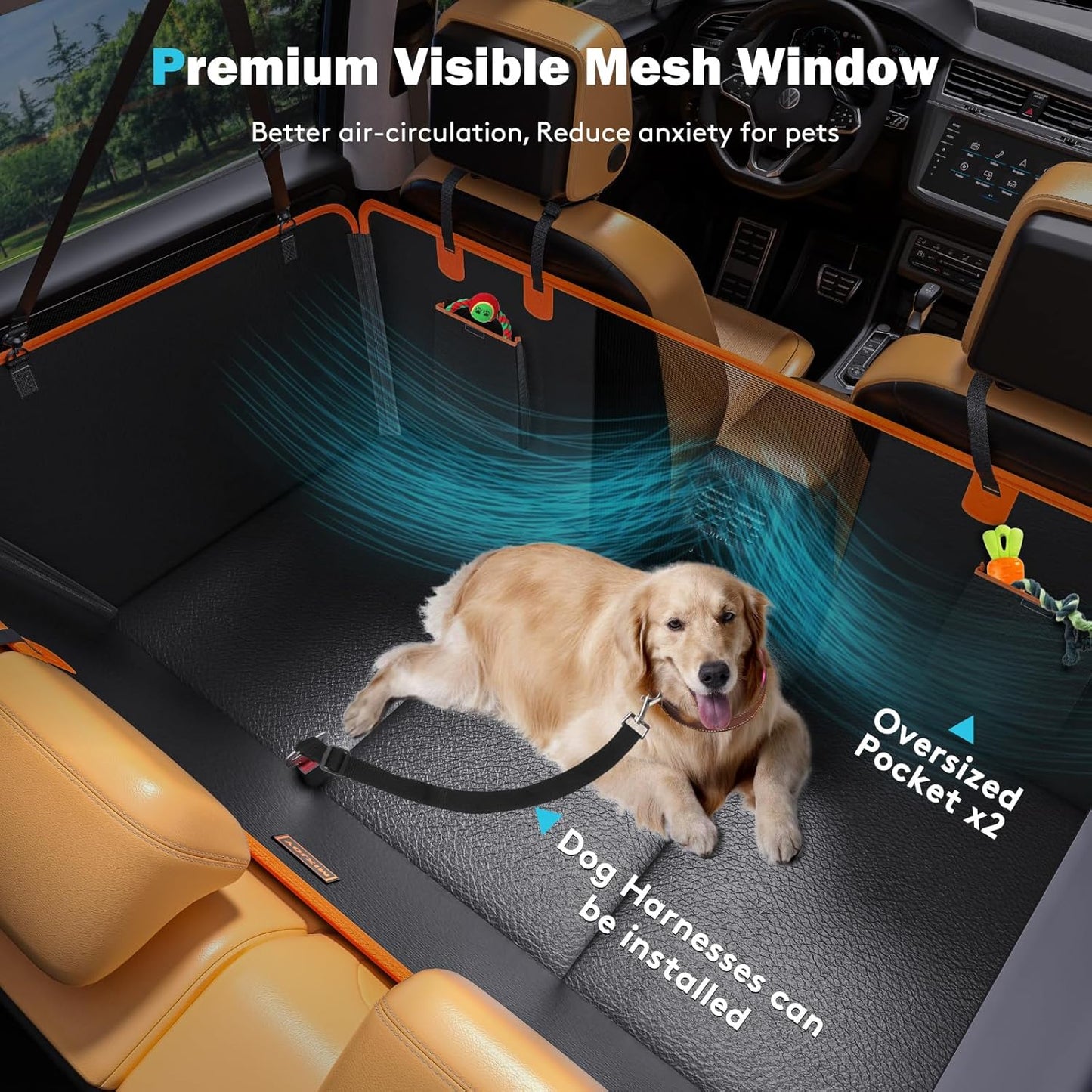 Back Seat Extender for Dogs, Dog Car Cover for Back Hard