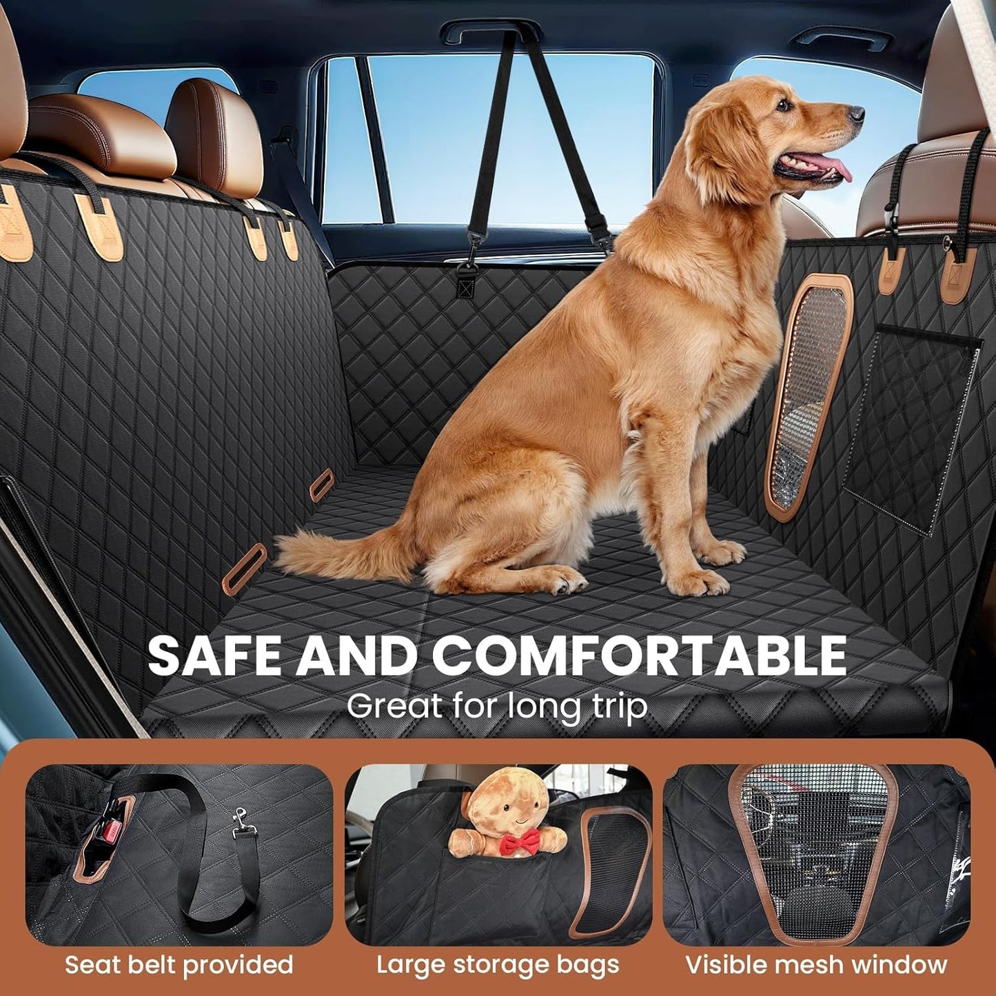 Dog Car Seat Cover for Back Seat,2025 Upgraded Hard