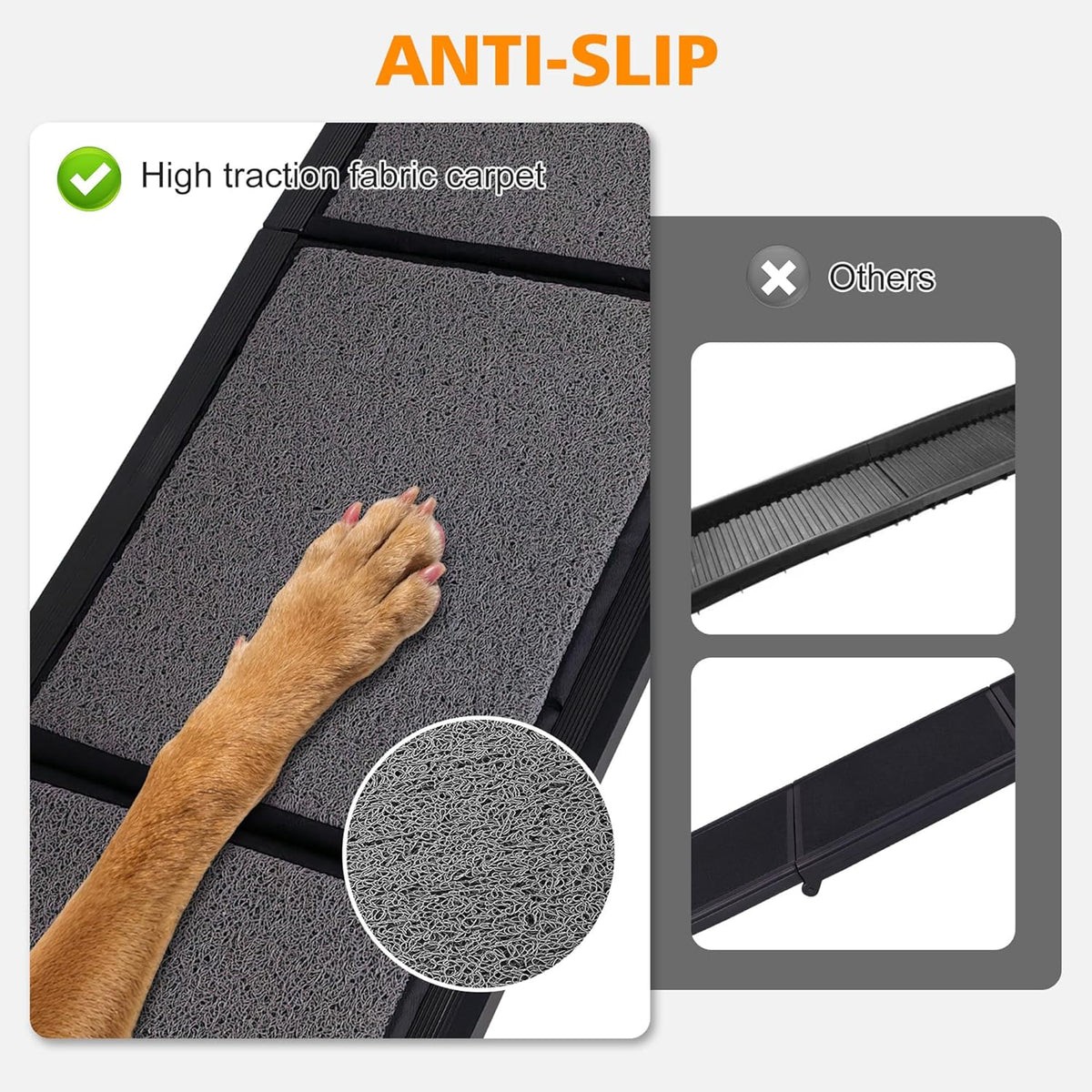 Dog Ramp for Car, 63" Folding Pet Ramp with Safety Tether &