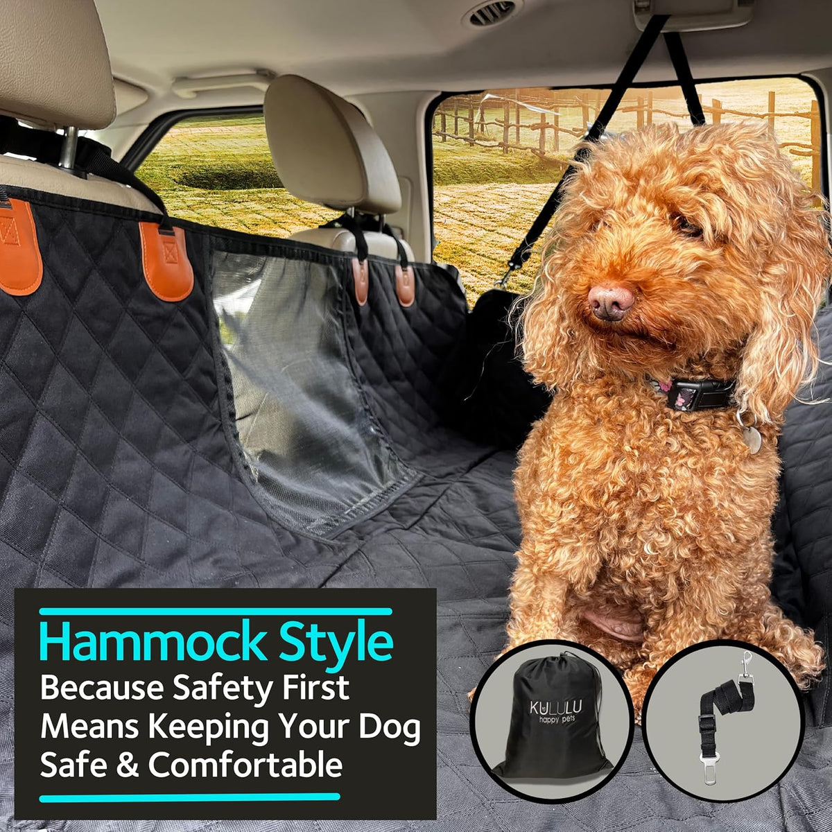 Dog Car Seat Cover for Back Seat, Dog Car Hammock with Mesh