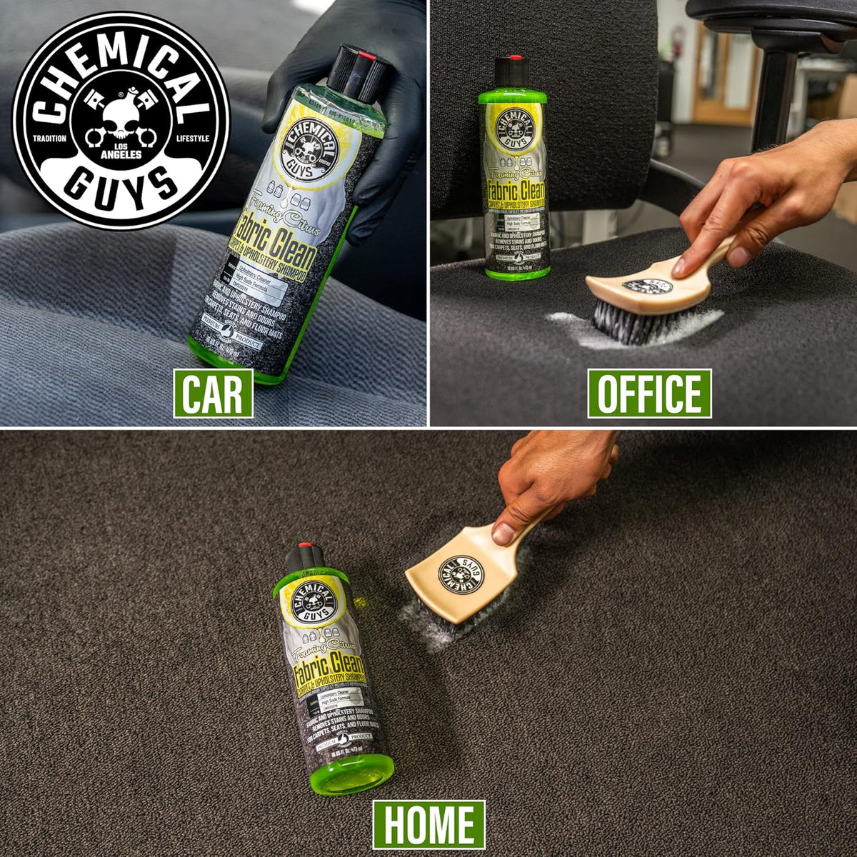 Chemical Guys Foaming Citrus Fabric Clean, Carpet and Upholstery Cleaner - Car Carpet Cleaner for Seats, and Floor Mats, Safe for Home, Office & More, Citrus Scent - 16 oz