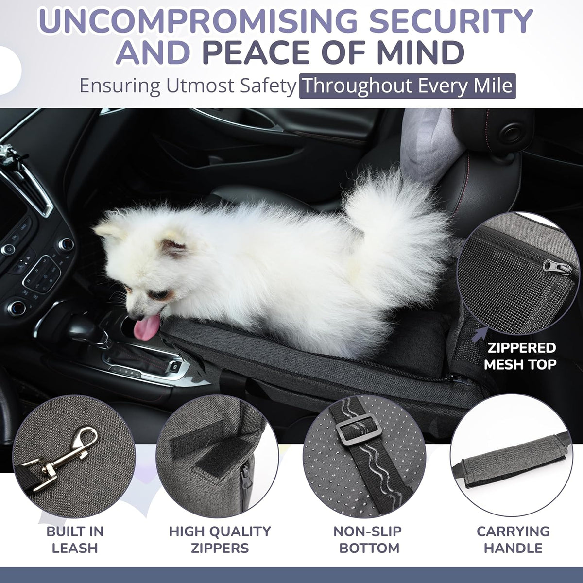Dog Car Seat for Small Dog Center Console Armrest Seat Pet