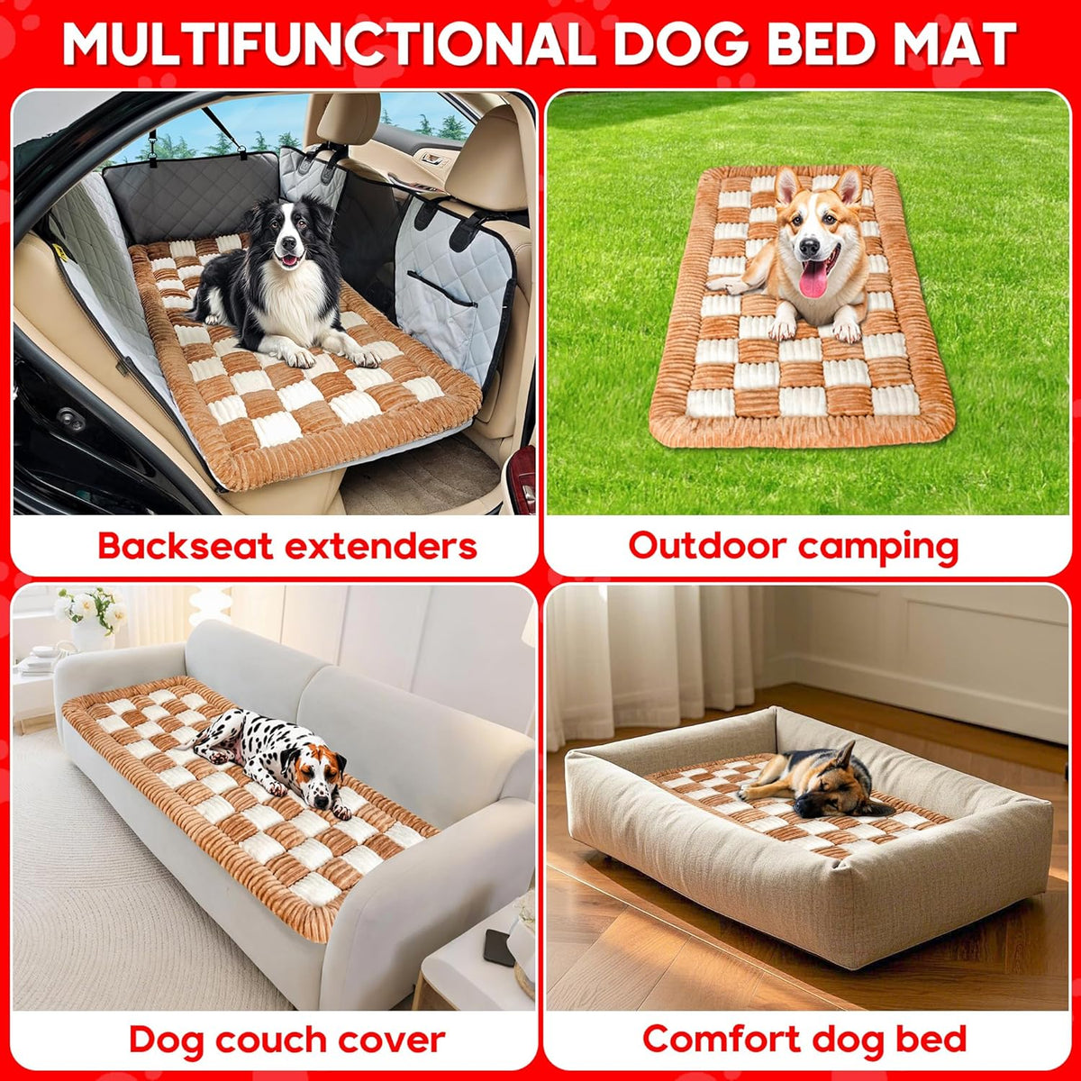 Dog Car Bed Mat, Non-Slip Backseat Extender Pet Blanket