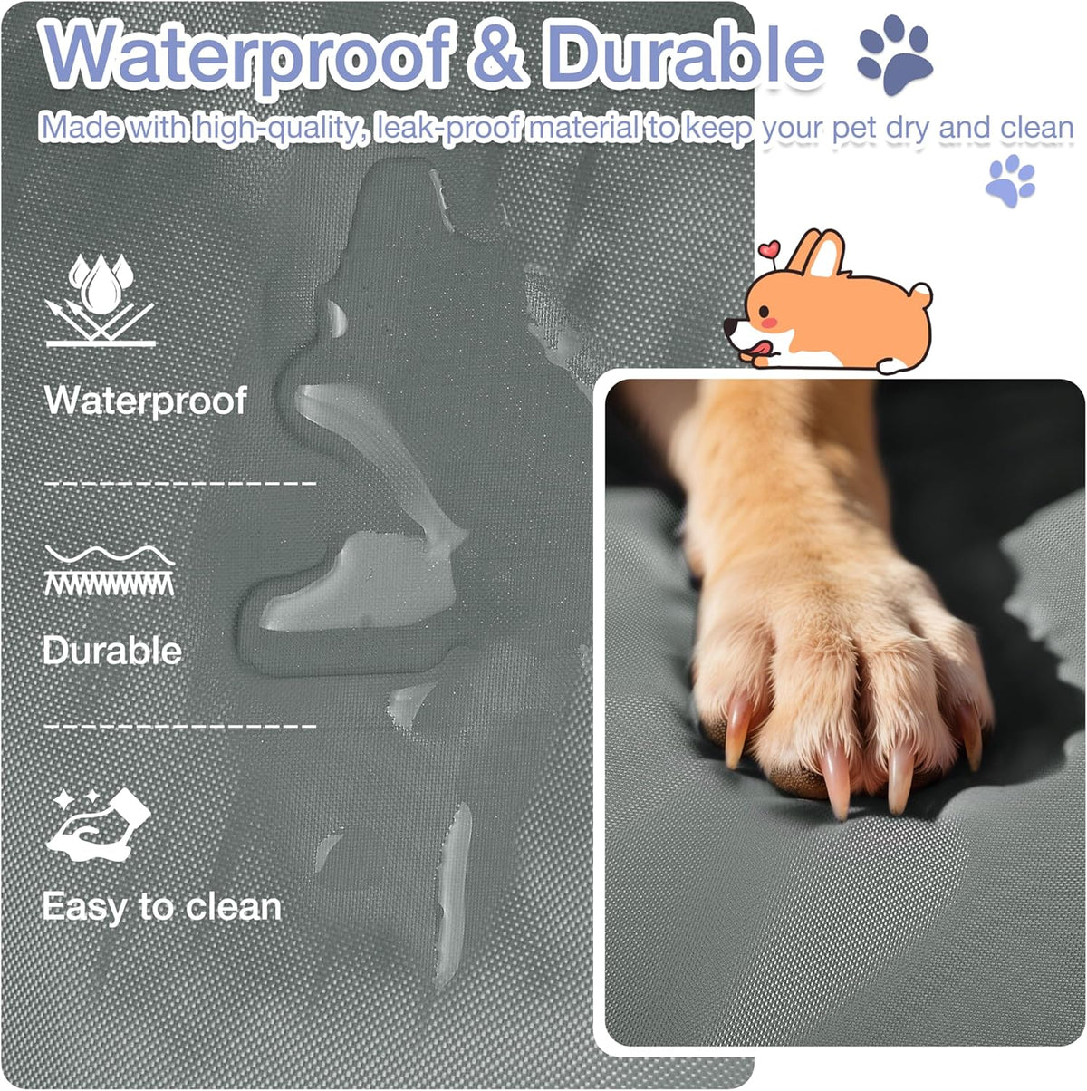 Waterproof Foldable Dog Bed Pad for Camping & Travel