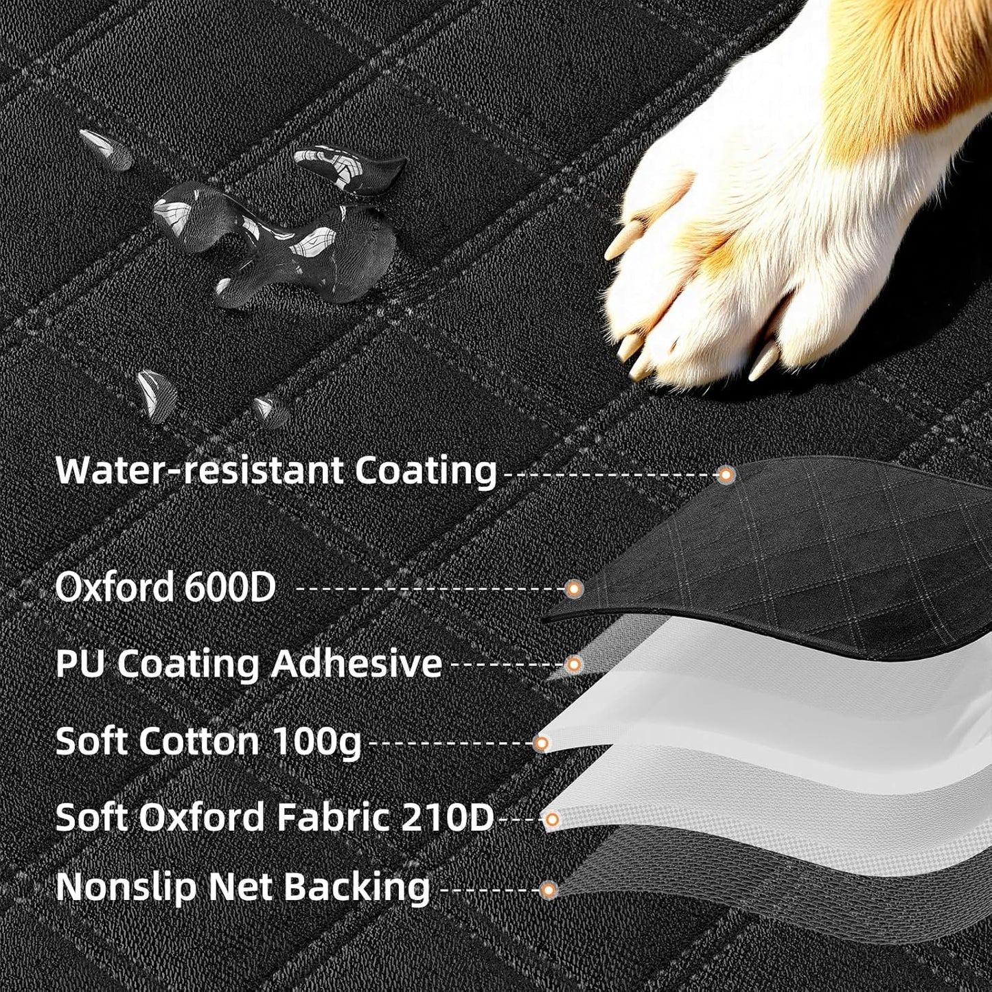 Dog Car Seat Cover, Back Seat Pet Bed Mat Protector