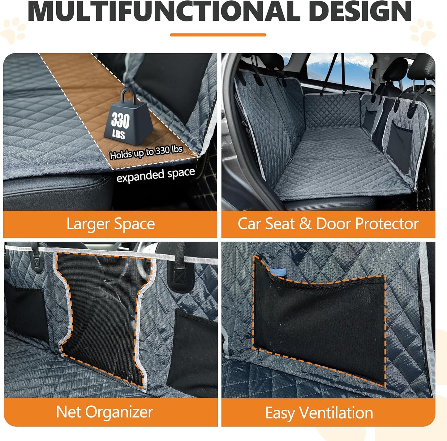 Back Seat Extender for Dog,Waterproof Hard Bottom Dog Car