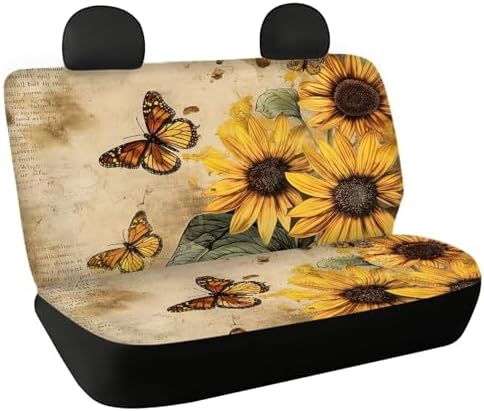 Vintage Butterfly Car Seat Cover Back Only Sunflower Rear