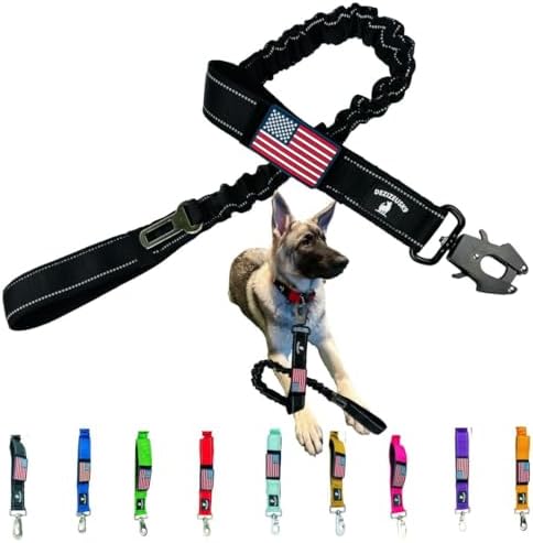 Heavy Duty Bungee Dog Leash - Shock Absorbing, Seat Belt