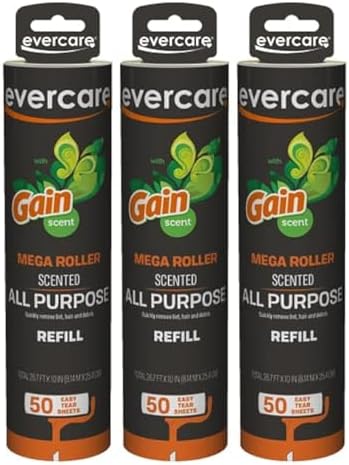 10” Mega All-Purpose Pet Hair Lint Roller Refills, 3 Pack