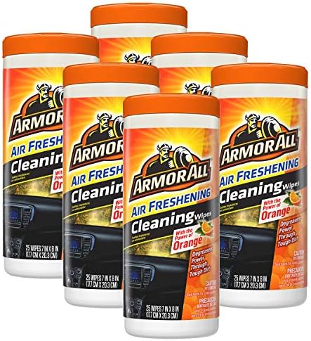 Lint-Free Orange Air Freshening Car Cleaning Wipes - 6 Pack