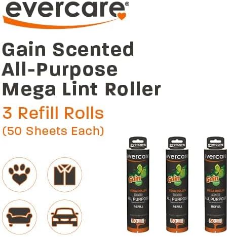 10” Mega All-Purpose Pet Hair Lint Roller Refills, 3 Pack