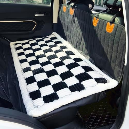 Backseat Pet Bed Mat, Truck Plaid Dog Bed for Car Back