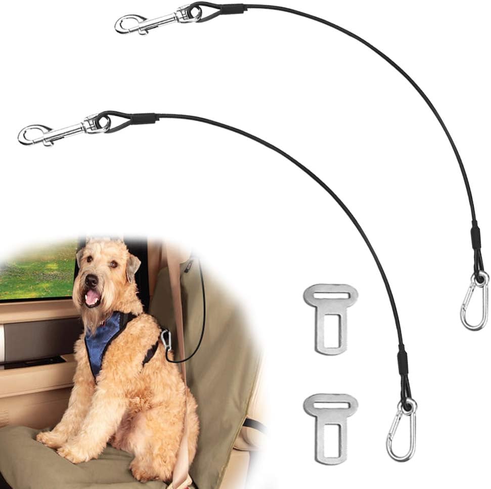 Dog Car Safety Seat Belt, 2 Pack Chew Proof Steel