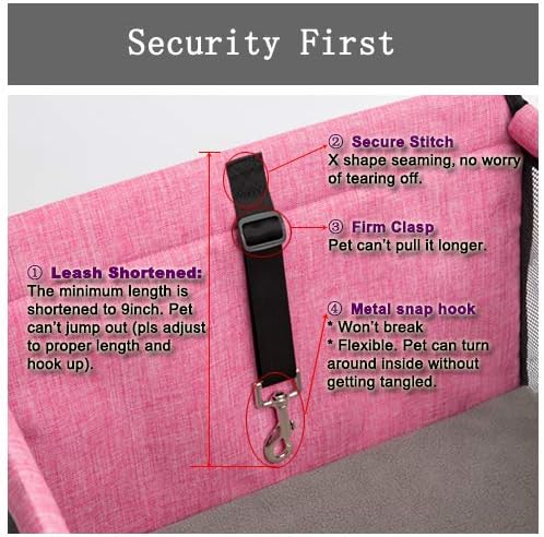 Pet Car Seat, Sturdy Reinforced Structure, Shortened Leash