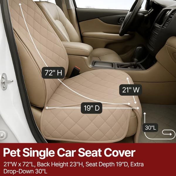 Deluxe Quilted and Padded Dog Pet Car Single Seat Cover