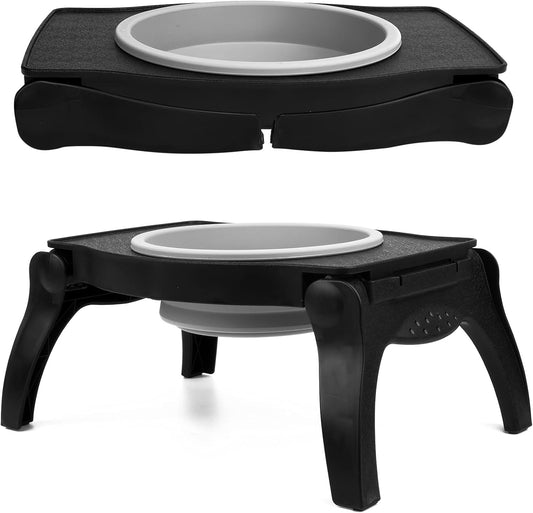 Elevated Dog Bowl - Single Raised Collapsible Travel Bowl