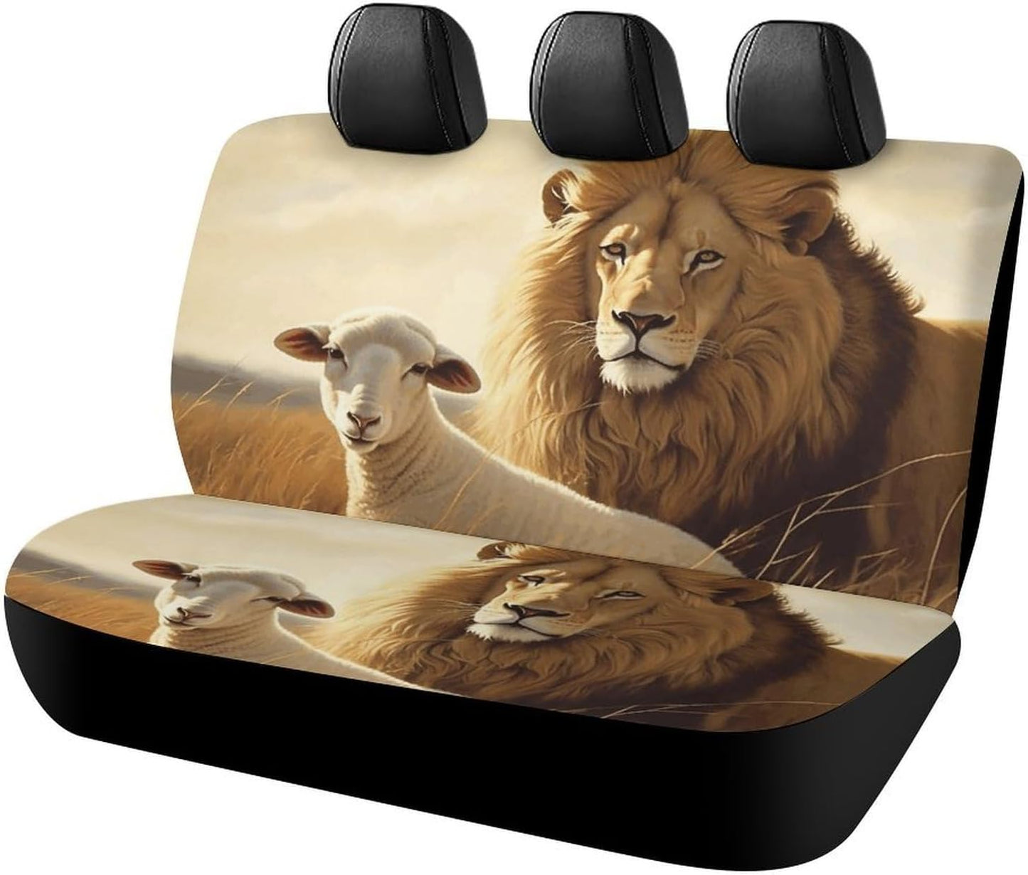 Lion Sheep Dog Car Seat Covers Waterproof Truck Back Seat