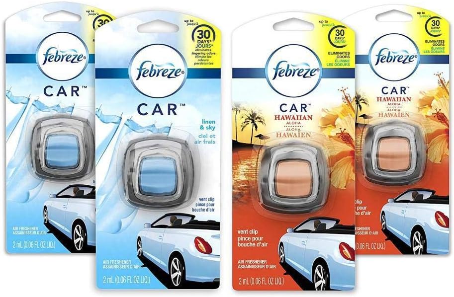 Car Air Fresheners, 2 Linen & Sky and 2 Hawaiian Aloha