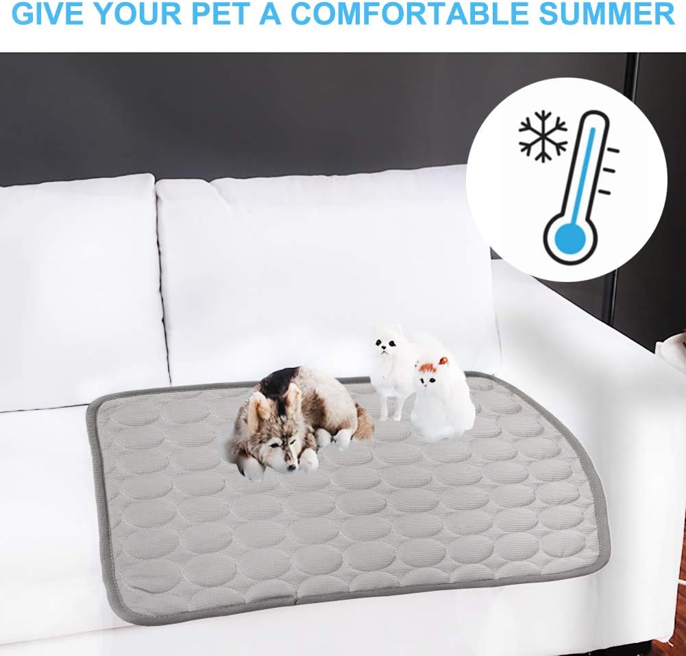 Coppthinktu Dog Cooling Mat for Dogs Self Cooling, Summer Dog Cooling Pad for Small Medium Large Dogs Cats, Pet Ice Silk Blankets Sleeping Mat, Outdoor Dog Self Cooling Crate Mats Washable Portable