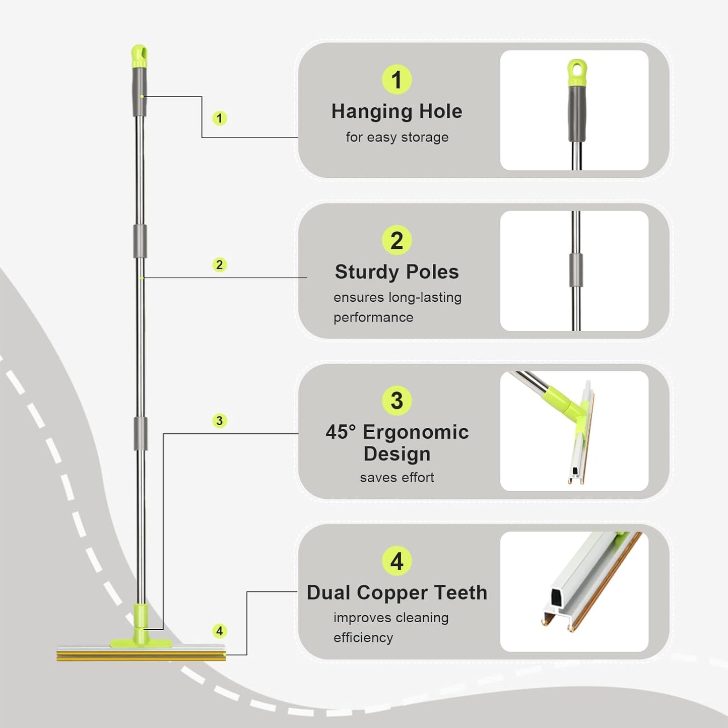 Carpet Rake for Pet Hair Removal with Dual Copper Blades