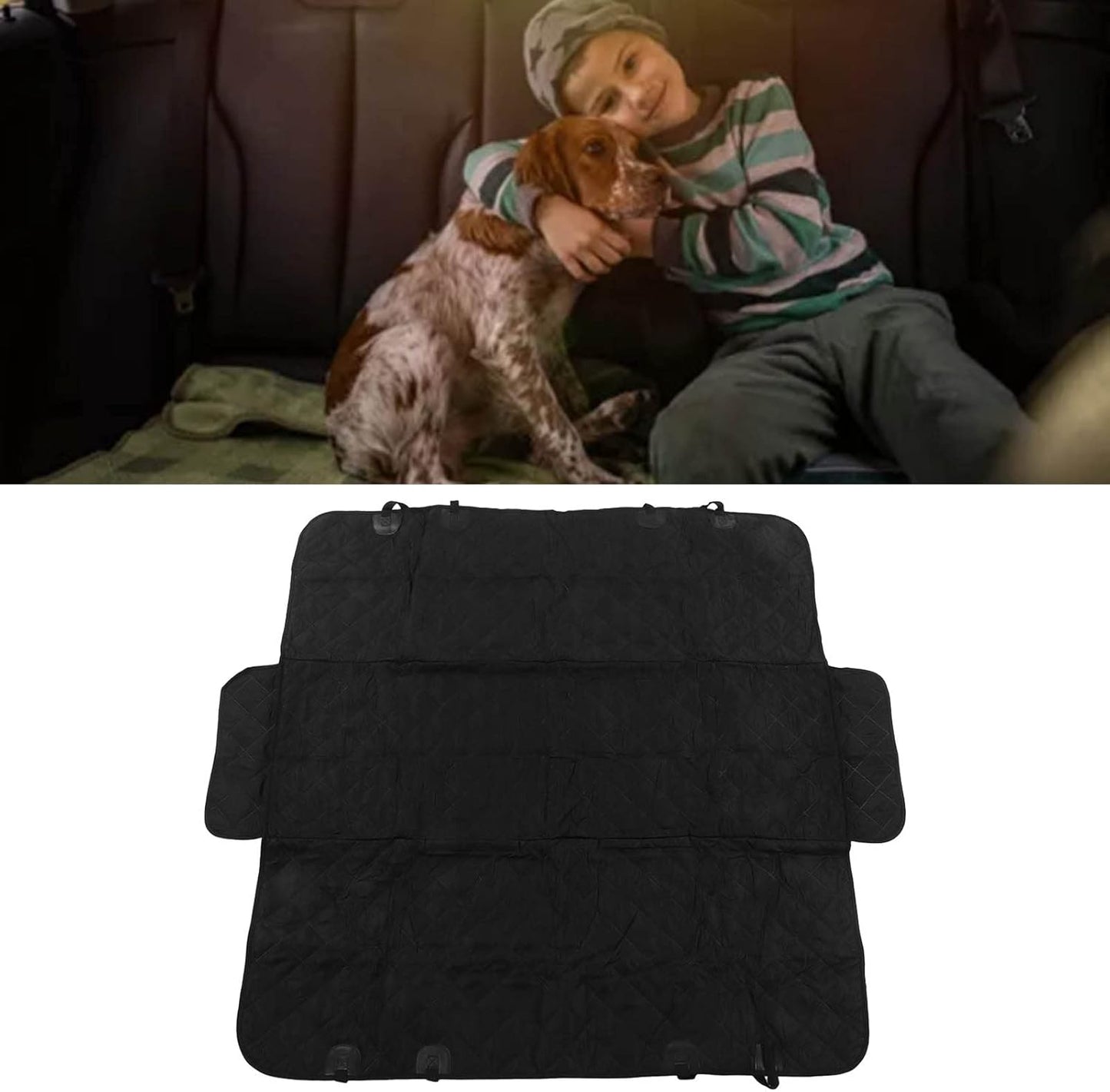 Black Foldable Dog Car Seat Cover Pet Back Seat Extender