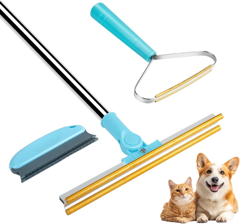3 in 1 Carpet Rake for Pet Hair Removal, Tool Set of 3, 55”