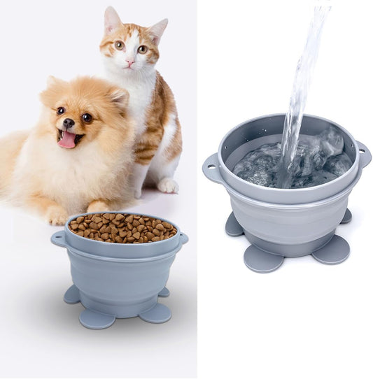 Collapsible Pet Food Bowl with Hook, Food-Grade Silicone