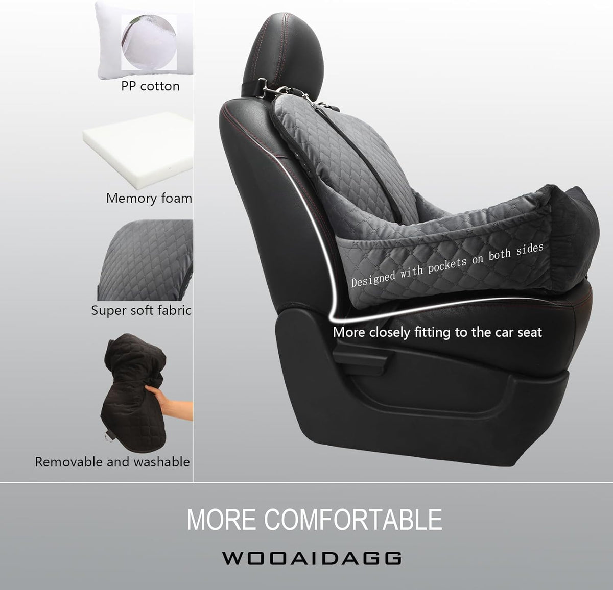 Dog Car Seat,Fully Detachable and Washable Cover,Easy to