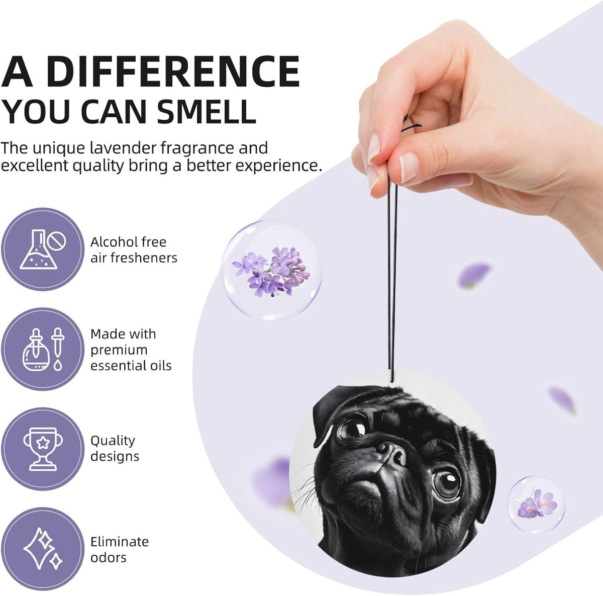 Printed Paper Car Air Freshener Lavender Scented Hanging