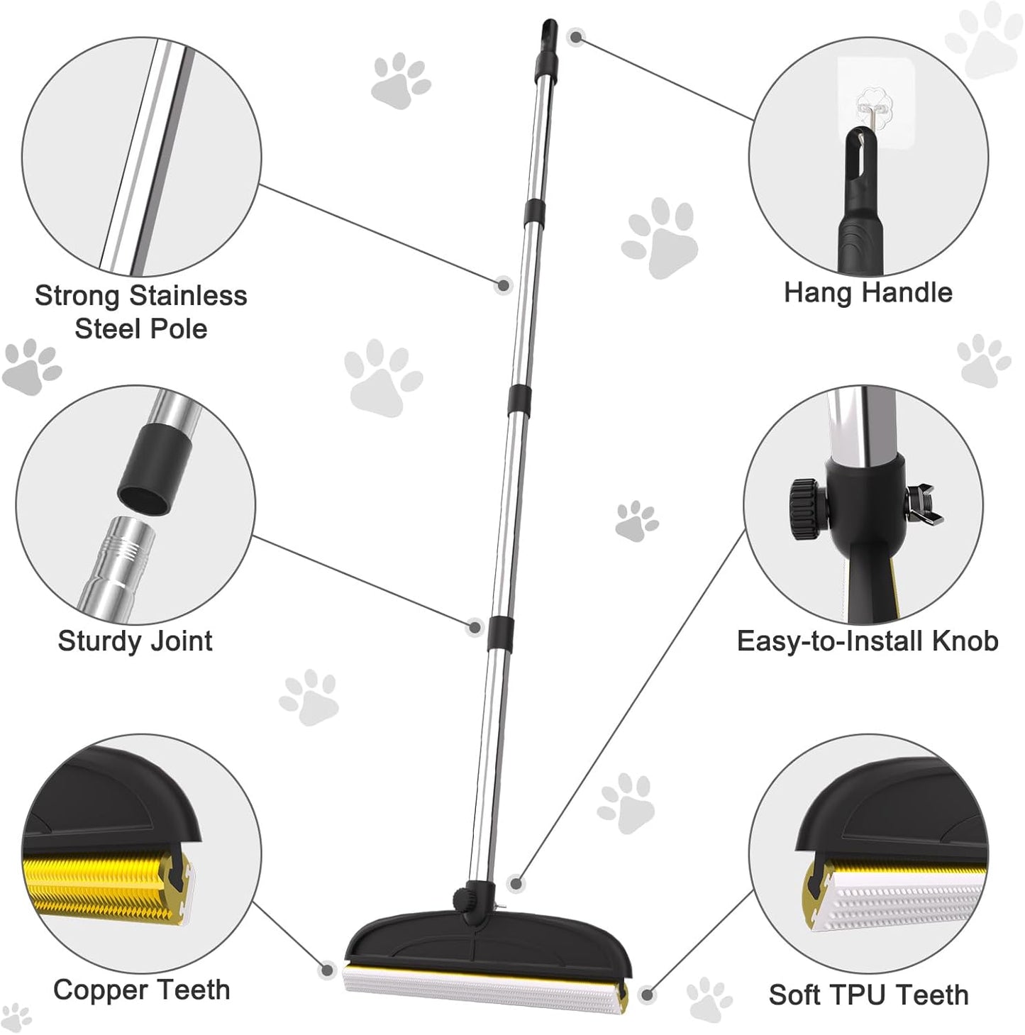 Carpet Rake for Dog Hair Remover: 2 in 1 Reusable Pet Hair