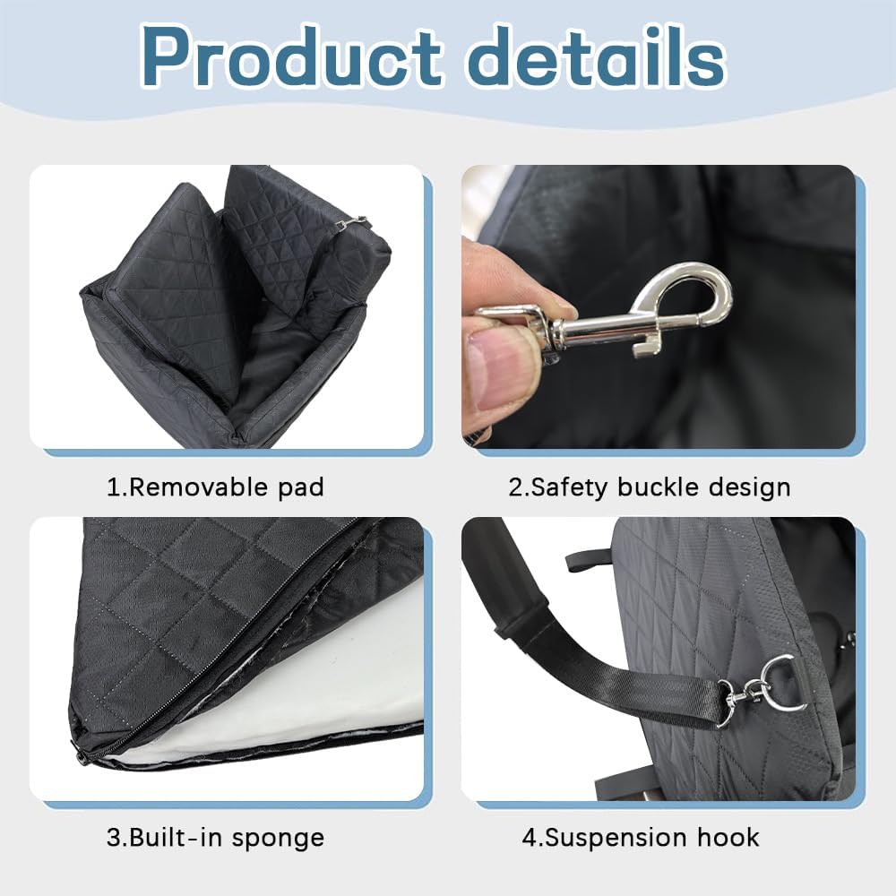 Dog Booster Car Seat for Small Medium Dogs, Memory Foam