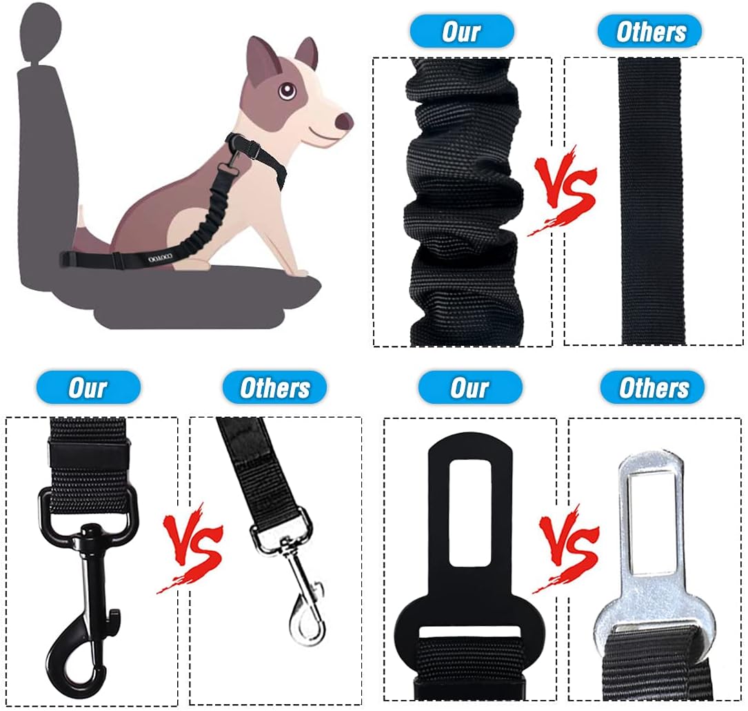 Dog Seat Belt,3 Piece Set Retractable Dog Car Harness