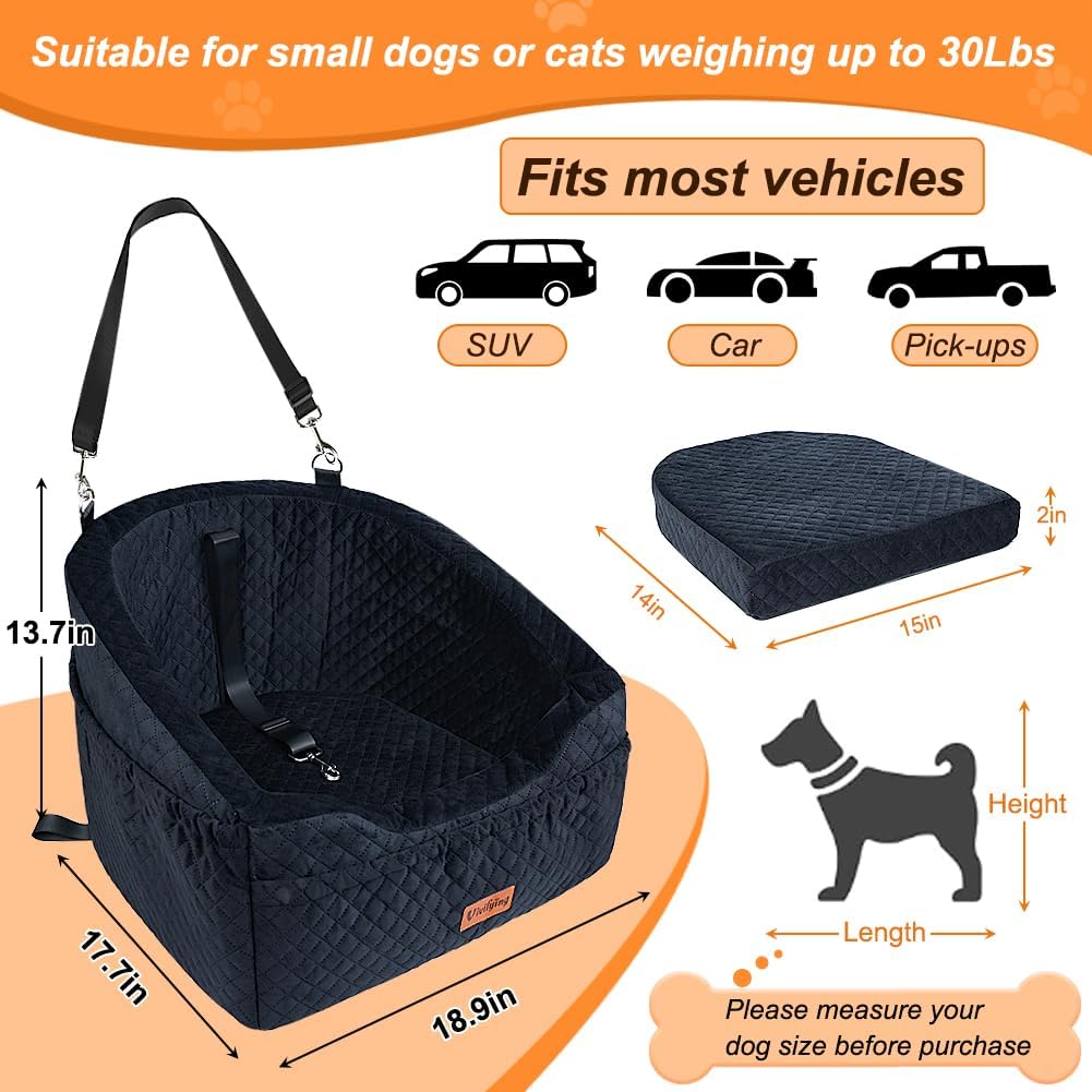 Dog Car Seat for Small & Medium Dogs, Detachable & Washable
